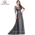 Grace Karin 2016 New Collection 1/2 Sleeve Square Neck Dark Grey Long Mother of the Bride Dress With Sleeves GK000029-1